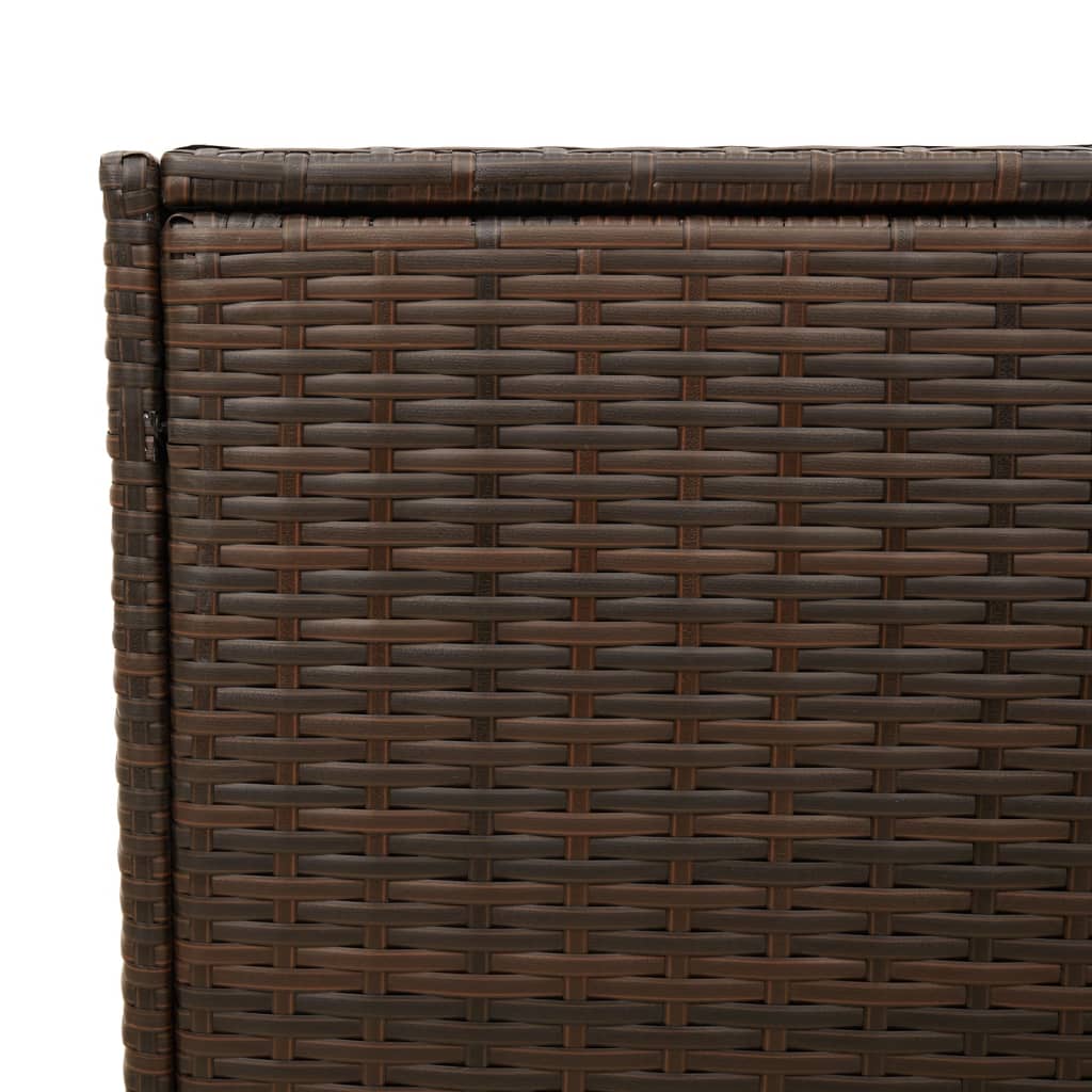 Garden Storage Box with Wheels Brown 283L Poly Rattan